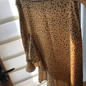 Dotted Silk Midi Skirt